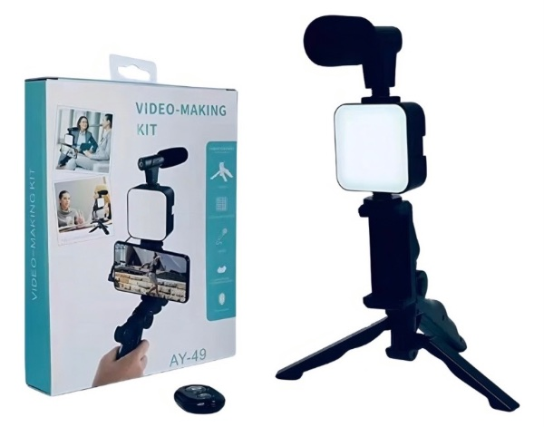 KIT ESTABILIZADOR SOPORTE CELULAR + LUZ