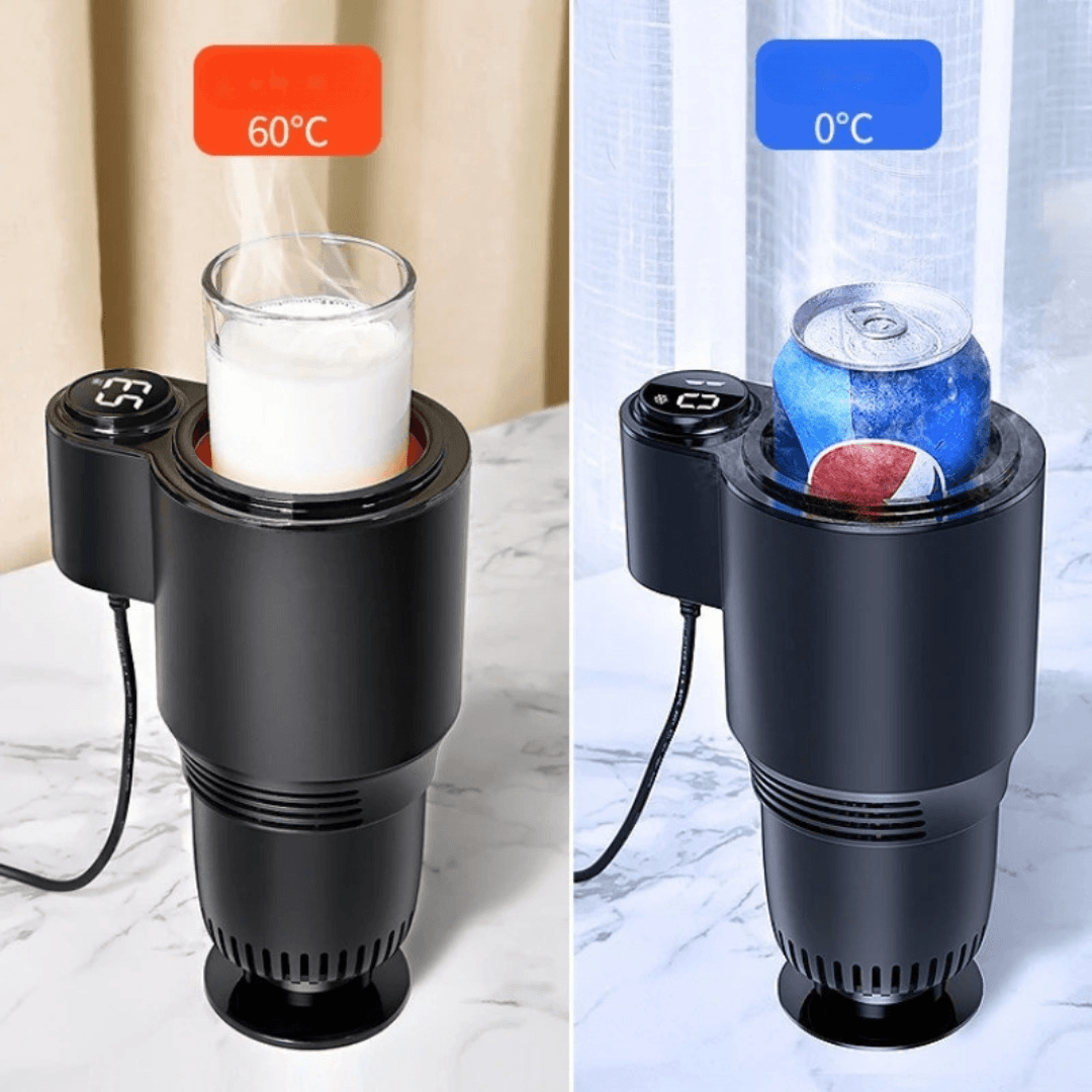 Compact Cool Pro, mini refrigerador con opción para bebidas frías y calientes, ideal para mantener la temperatura perfecta.