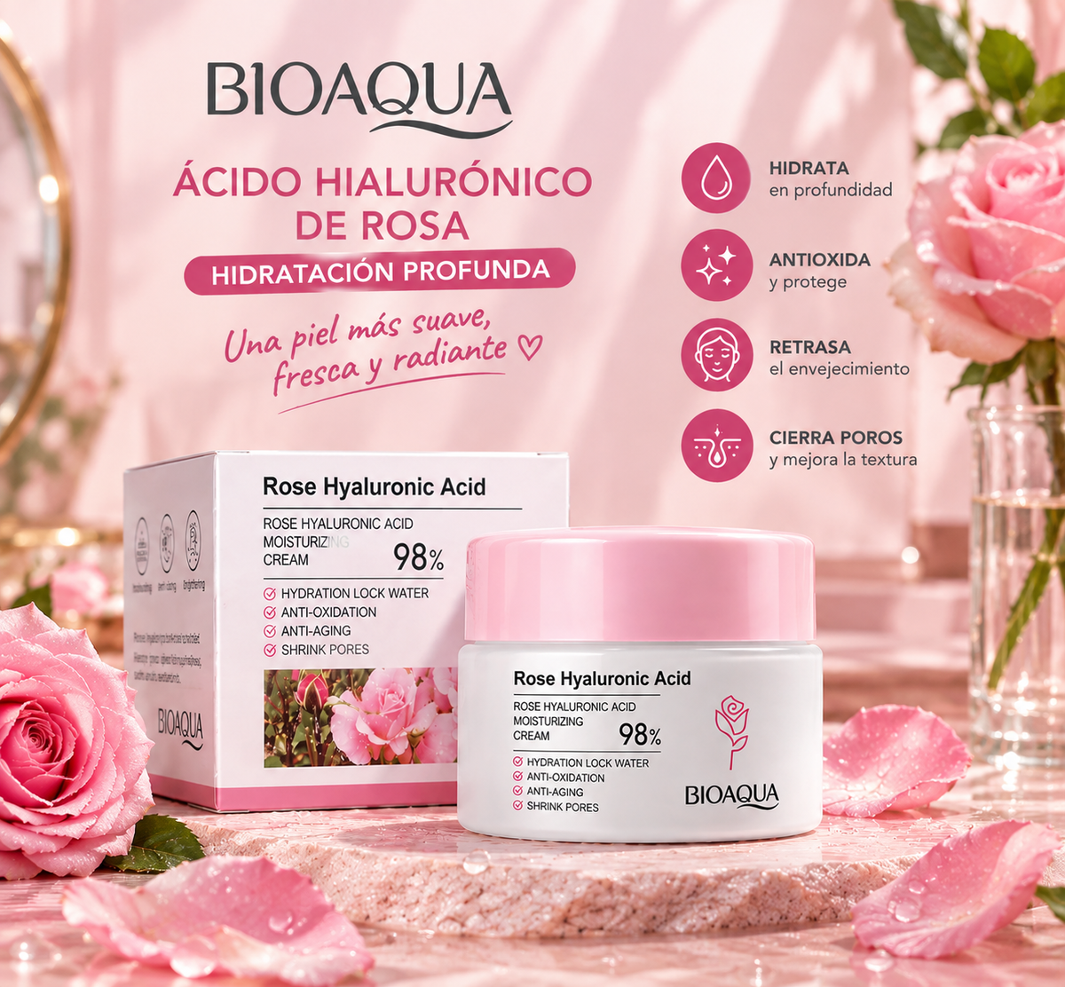 CREMA HIDRATANTE DE ROSA - BIOAQUA