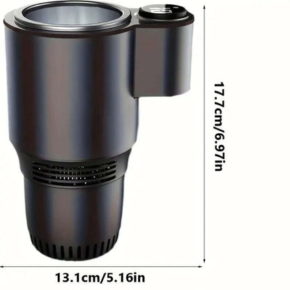 Compact Cool Pro: mini refrigerador elegante para bebidas frías o calientes, dimensiones 13.1cm x 17.7cm.